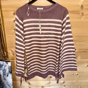 Striped Purple and Cream Women's Top